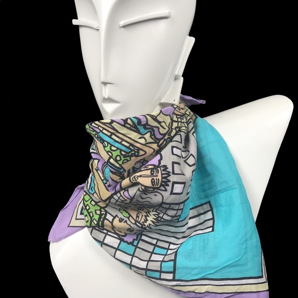 ✖️SOLD✖️ 80s Esprit Resnicoff Pop Art Scarf 🚺• - Picture 5 of 5